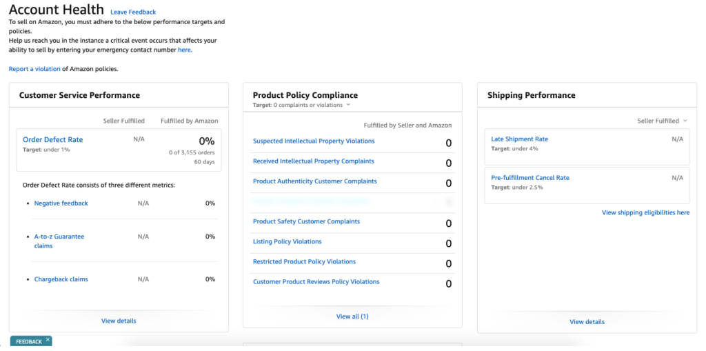 Amazon Account Health Dashboard