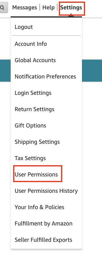 Amazon Seller Central User Permissions - Menu Access