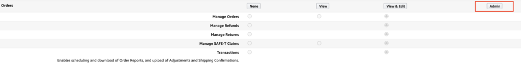 Amazon Seller Central User Permissions - Orders Access