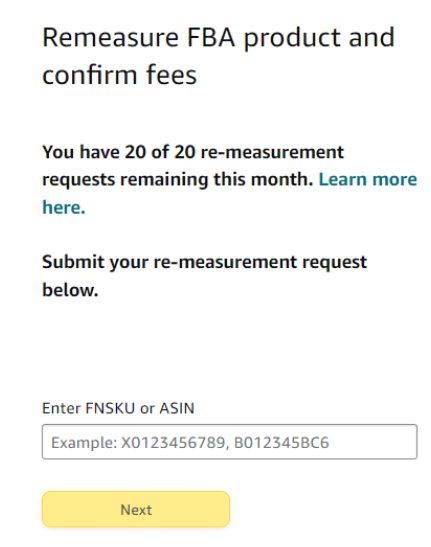 FBA Product and confirm fees, FBA dimensions, FBA Fees, FBA Errors